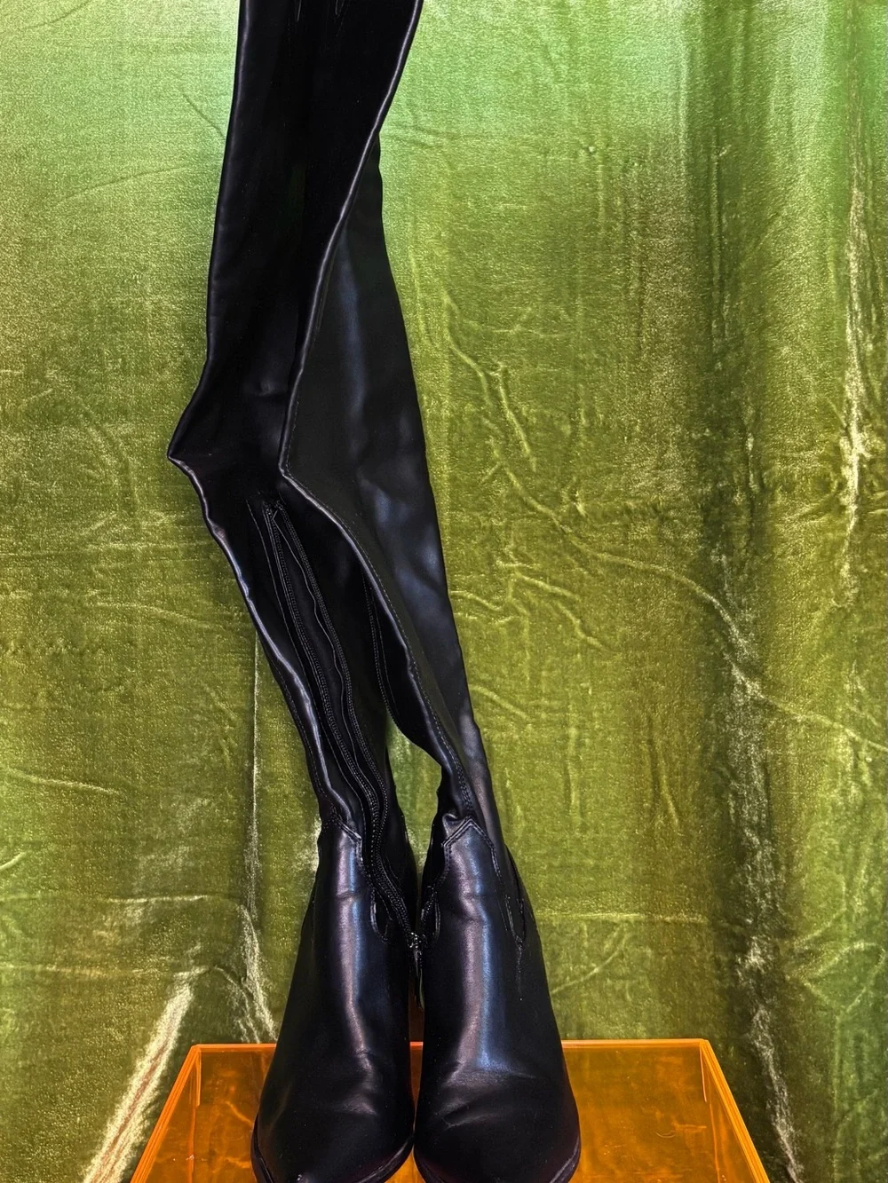 Cape Robbin Black Thigh High Faux Leather Cowboy Boots - Size 6